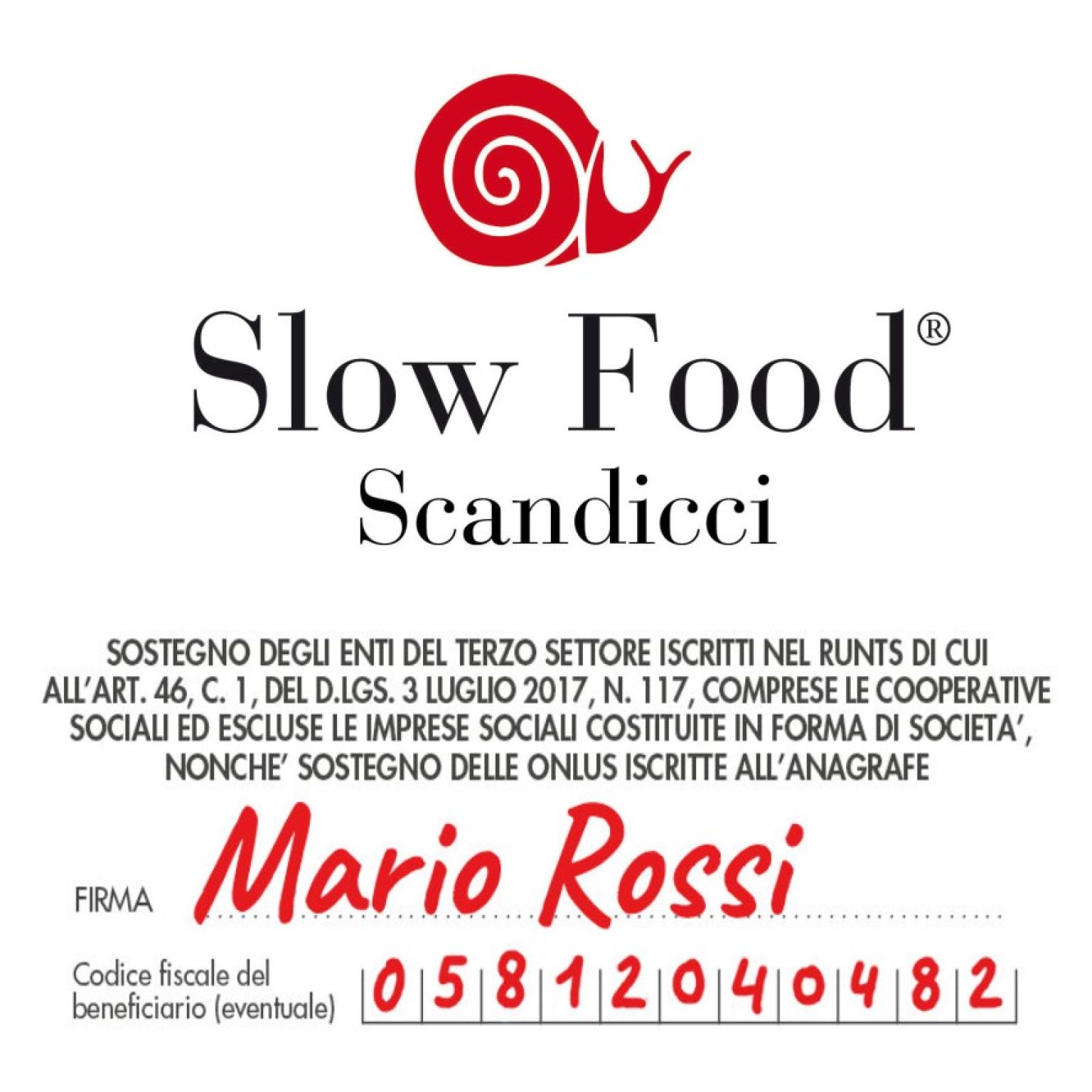 Dona il tuo 5x1000 a Slow Food Scandicci Aps